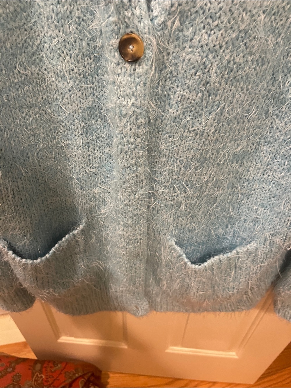 Free people Soft turquoise Fuzzy Cardigan Sweater - Picture 3 of 4